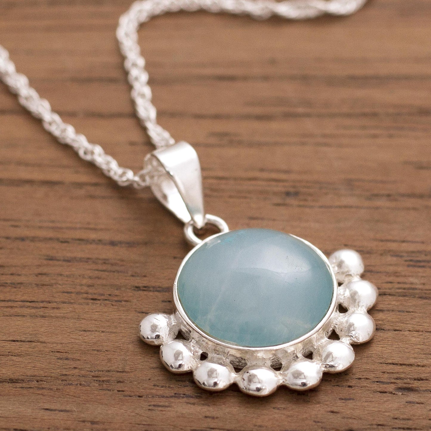 Bauble Delight Blue Opal Pendant Necklace from Peru