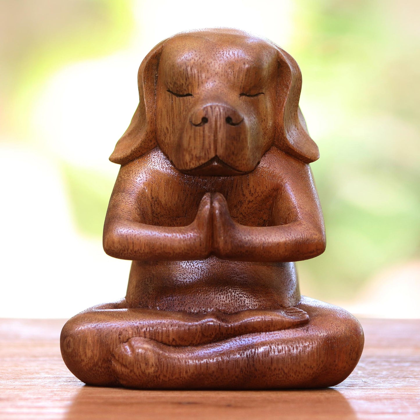 Yoga Beagle Wood Statuette