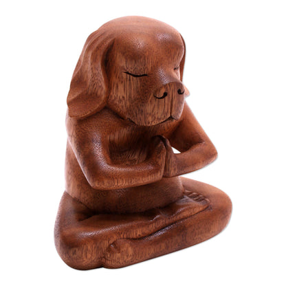 Yoga Beagle Wood Statuette