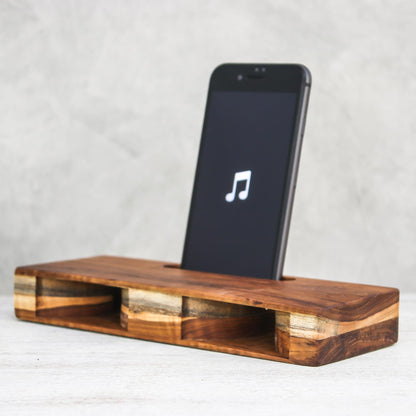 Teak Symphony Handcrafted Teak Wood Phone Speaker from Thailand