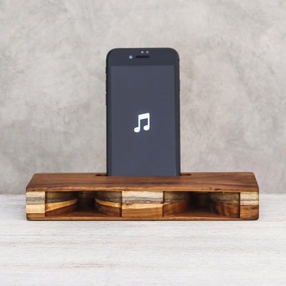 Teak Symphony Handcrafted Teak Wood Phone Speaker from Thailand