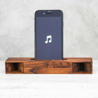 Teak Orchestra Rectangular Teak Wood Phone Speaker from Thailand