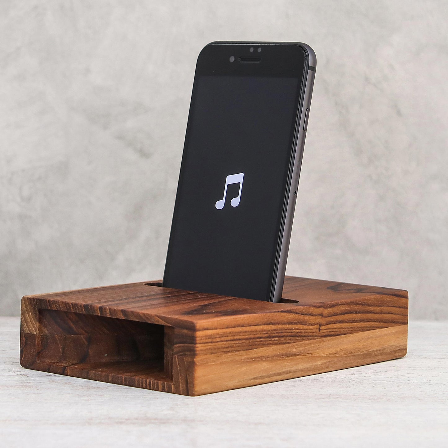 Teak Surround-Sound Double Teak Wood Phone Speaker from Thailand