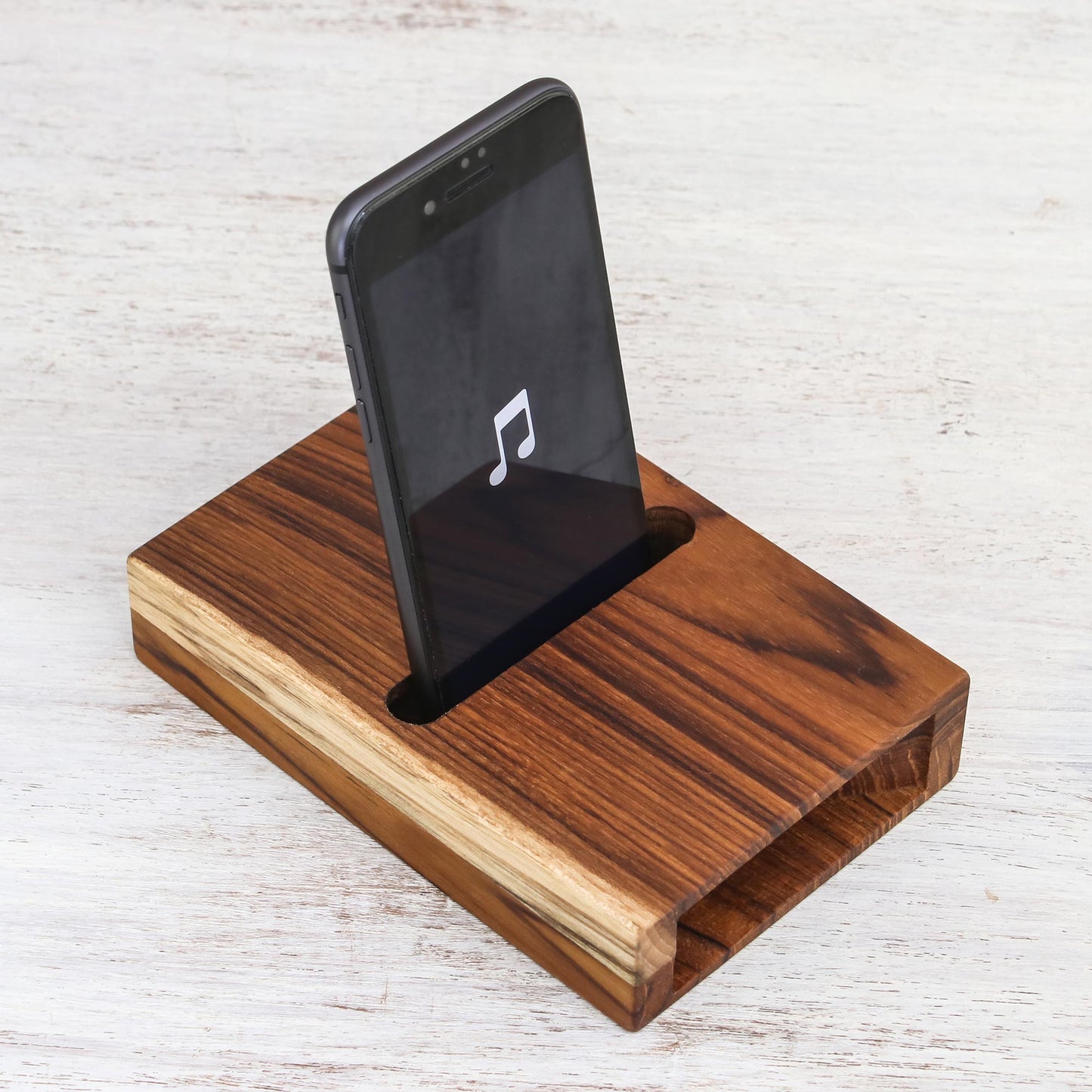 Teak Surround-Sound Double Teak Wood Phone Speaker from Thailand