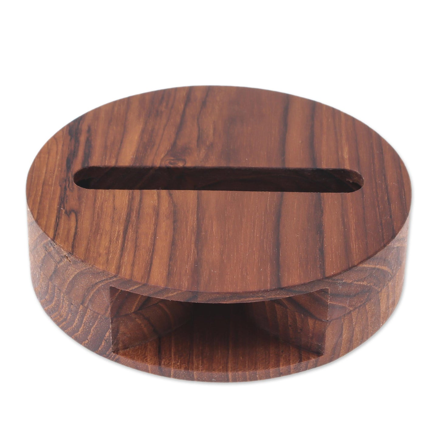 Modern Sound Round Teak Wood Phone Speaker from Thailand