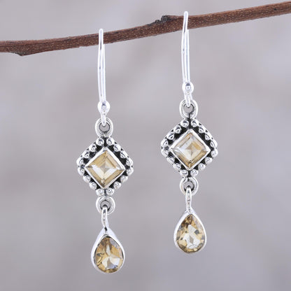 Shimmering Light Multi-Shape Citrine and Sterling Silver Dangle Earrings