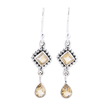 Shimmering Light Multi-Shape Citrine and Sterling Silver Dangle Earrings