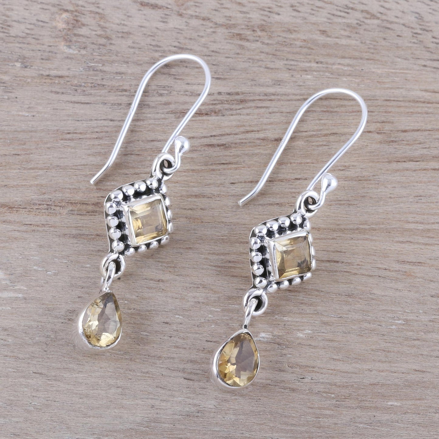 Shimmering Light Multi-Shape Citrine and Sterling Silver Dangle Earrings