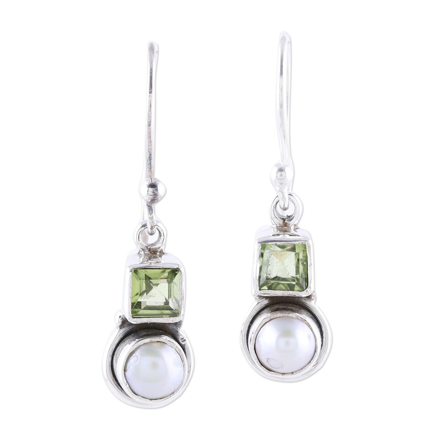 Moonglow Garden Peridot Pearl Dangle Earrings