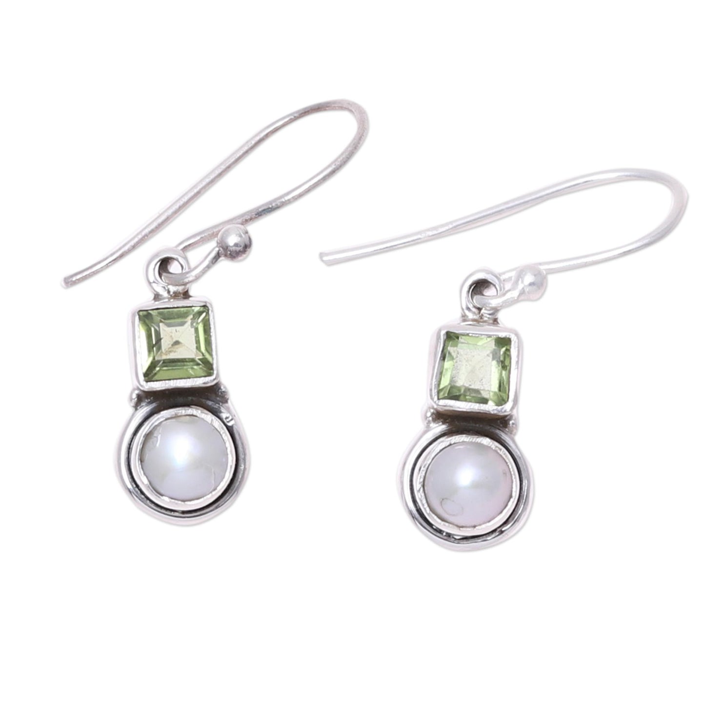 Moonglow Garden Peridot Pearl Dangle Earrings