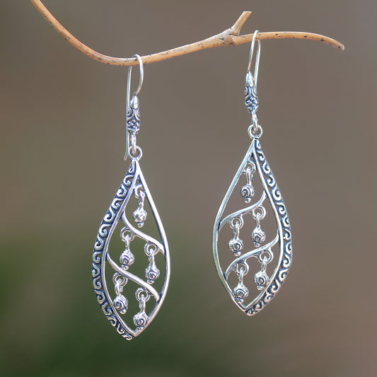 Indonesian Dew Dangling Sterling Silver Earrings from Bali