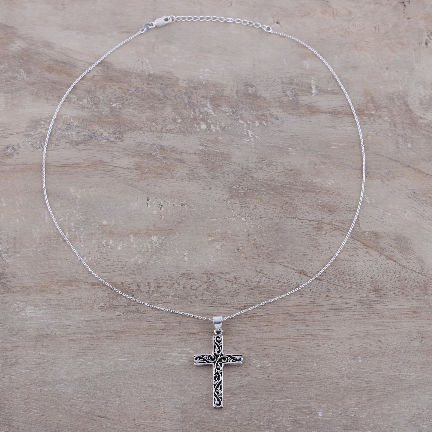 Adorned Cross Handcrafted Sterling Silver Ornate Cross Pendant Necklace