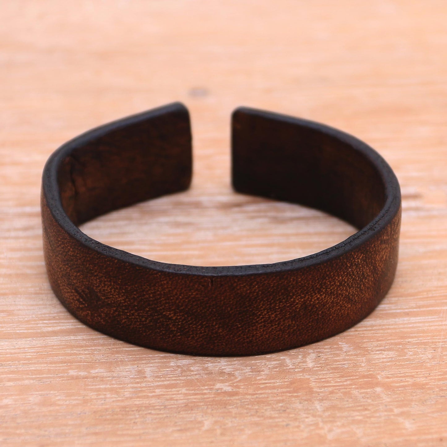 Hidden Stars Handmade Leather Cuff Bracelet with Star Engraving from Bali