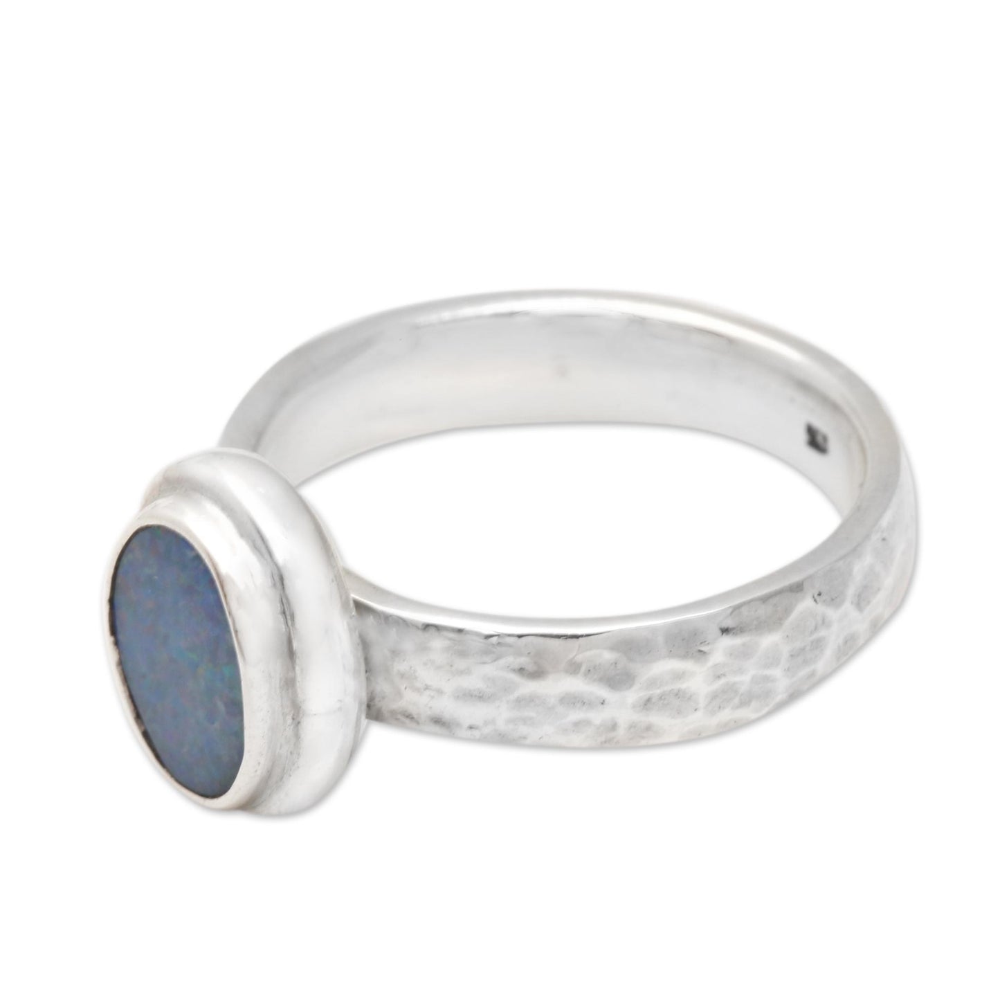 Oval Pool Oval Blue Opal Cocktail Ring Crafted in Bali