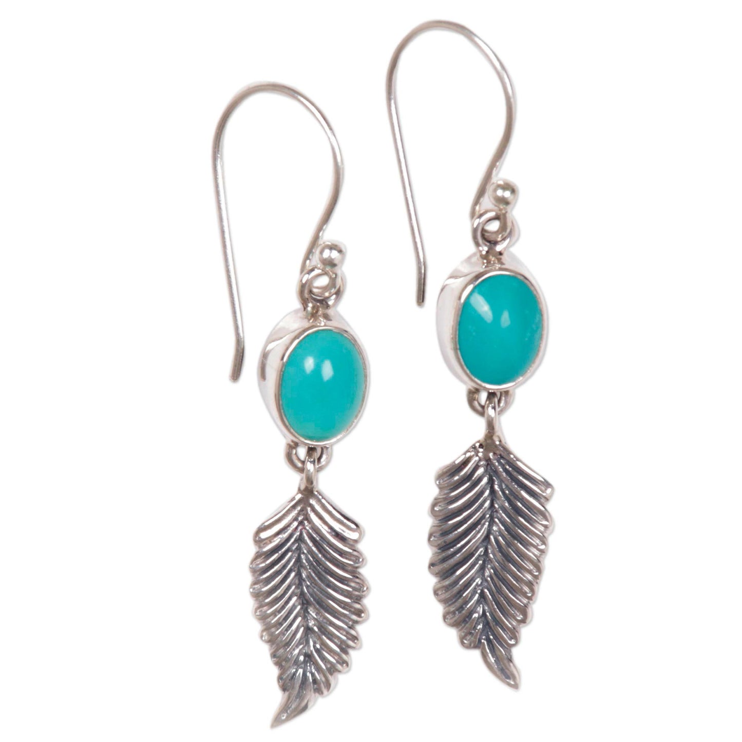 Leaves of Hope Leaf Motif Magnesite Dangle Earrings from Bali