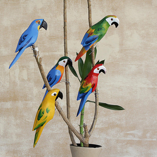 Delightful Parrots Wood Parrot Decorative Accents from Brazil (Set of 5)