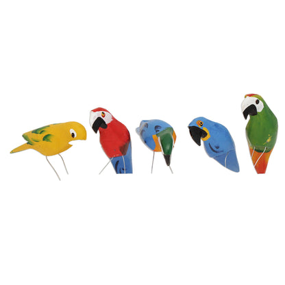 Delightful Parrots Wood Parrot Decorative Accents from Brazil (Set of 5)