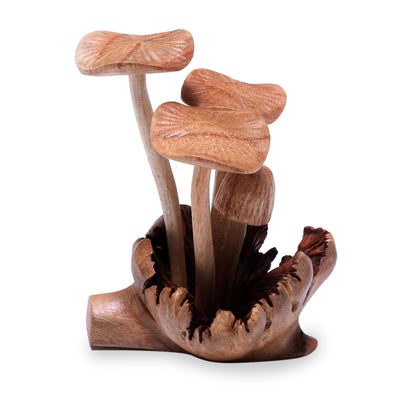 Majestic Mushroom Jempinis and Benalu Wood Mushroom Figurine (4.5 in.)