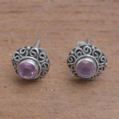 God Eye Amethyst Sterling Silver Earrings