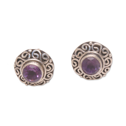 God Eye Amethyst Sterling Silver Earrings