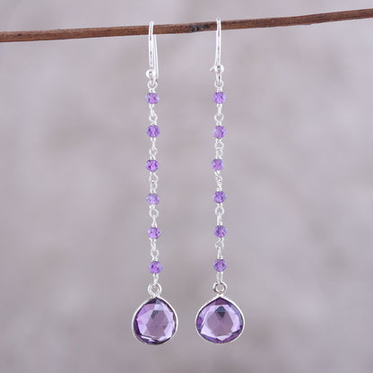 Morning Drops 8-Carat Amethyst Dangle Earrings from India