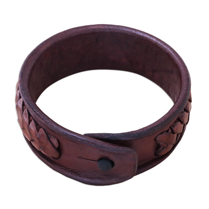 Weaver's Life Brass & Leather Wristband Bracelet