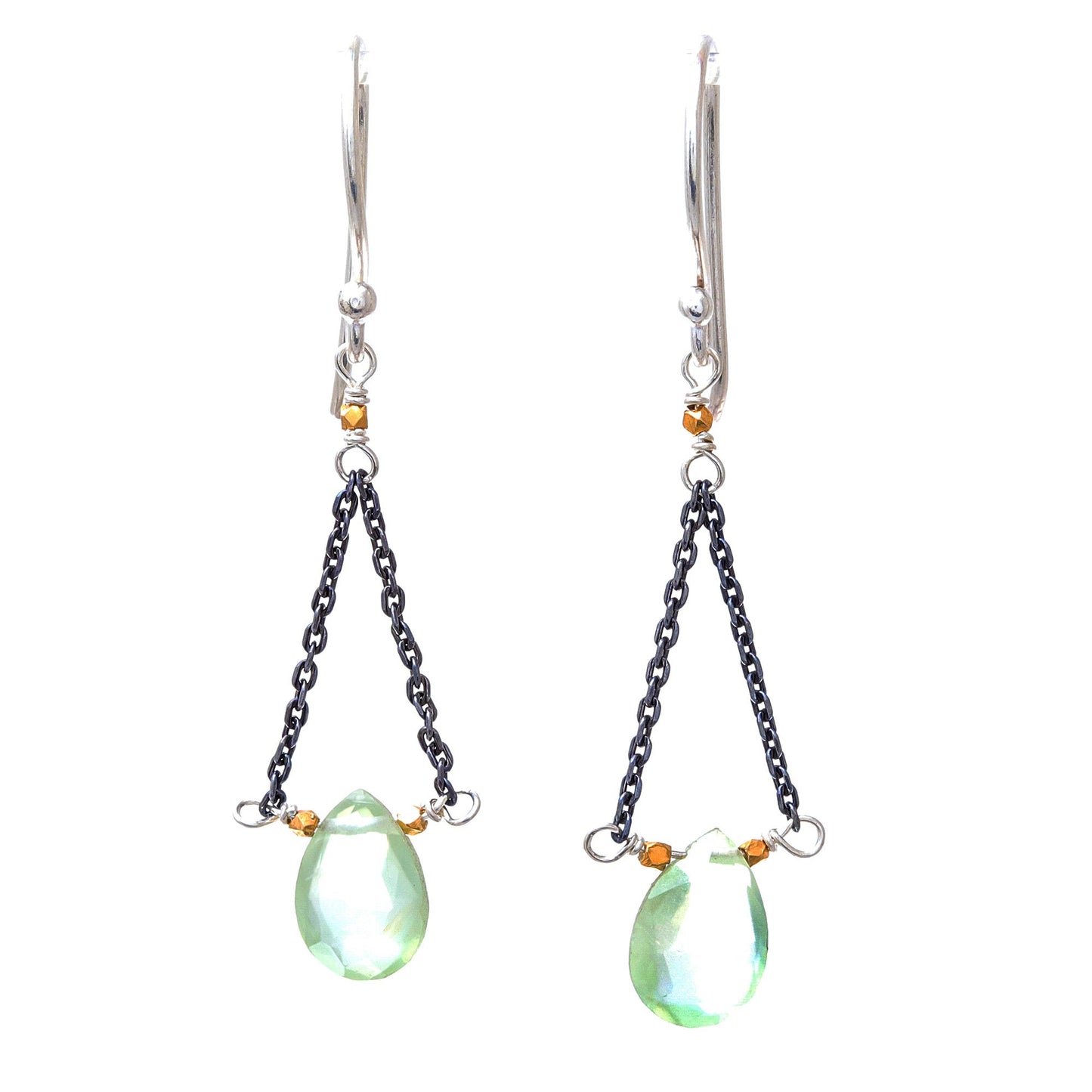 Justice Gold Accent Prehnite Dangle Earrings from Thailand