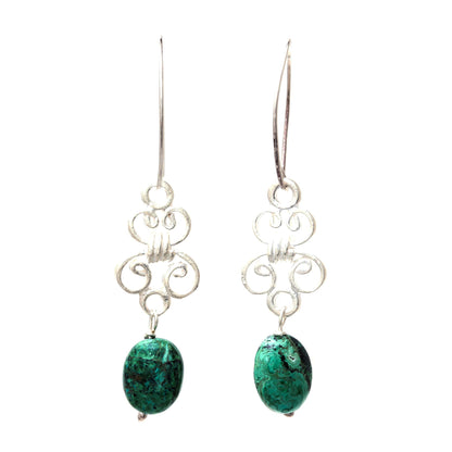 Enchanted Wind Elegant Malachite Dangle Earrings from Thailand