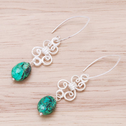 Enchanted Wind Elegant Malachite Dangle Earrings from Thailand