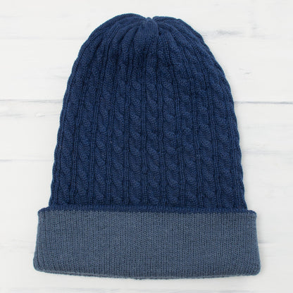 The Bells of Huancayo in Azure Men's Reversible Alpaca Blend Hat