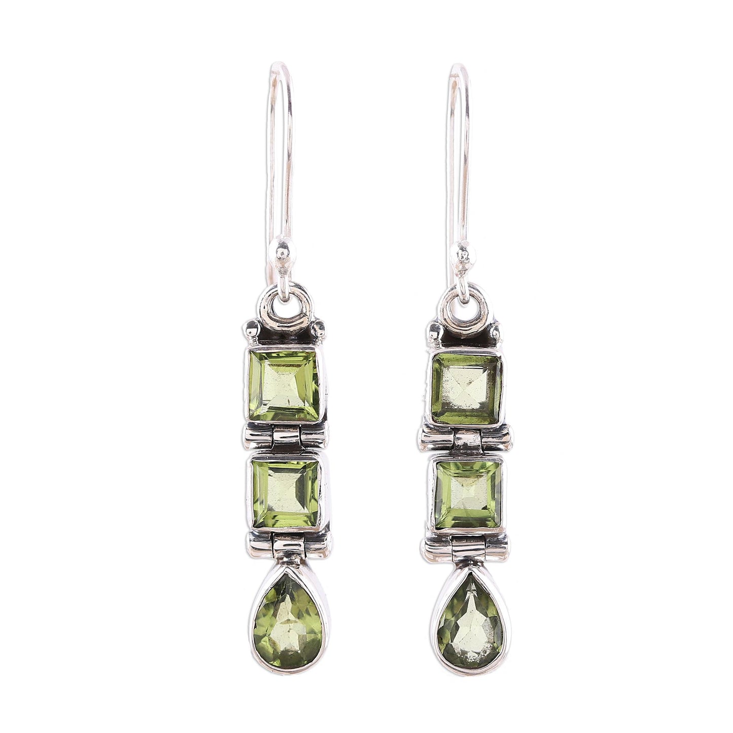 Creativity 3.8-Carat Faceted Peridot Dangle Earrings from India