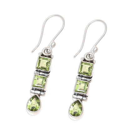 Creativity 3.8-Carat Faceted Peridot Dangle Earrings from India