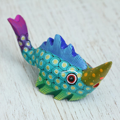 Swordfish Mystery Wood Alebrije Swordfish Figurine from Mexico