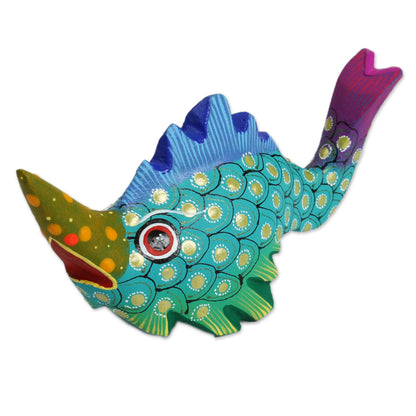 Swordfish Mystery Wood Alebrije Swordfish Figurine from Mexico