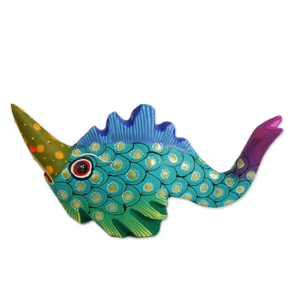 Swordfish Mystery Wood Alebrije Swordfish Figurine from Mexico