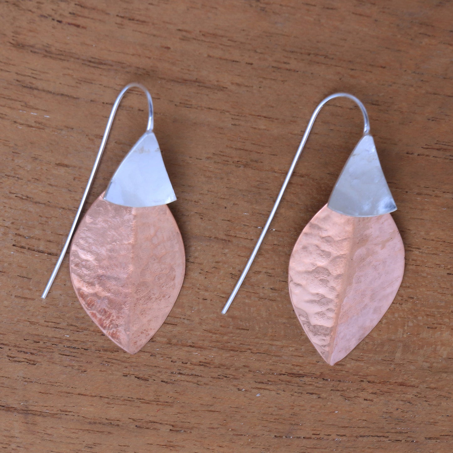 Modern Fall Rose Gold Accent Sterling Silver Dangle Earrings from Bali