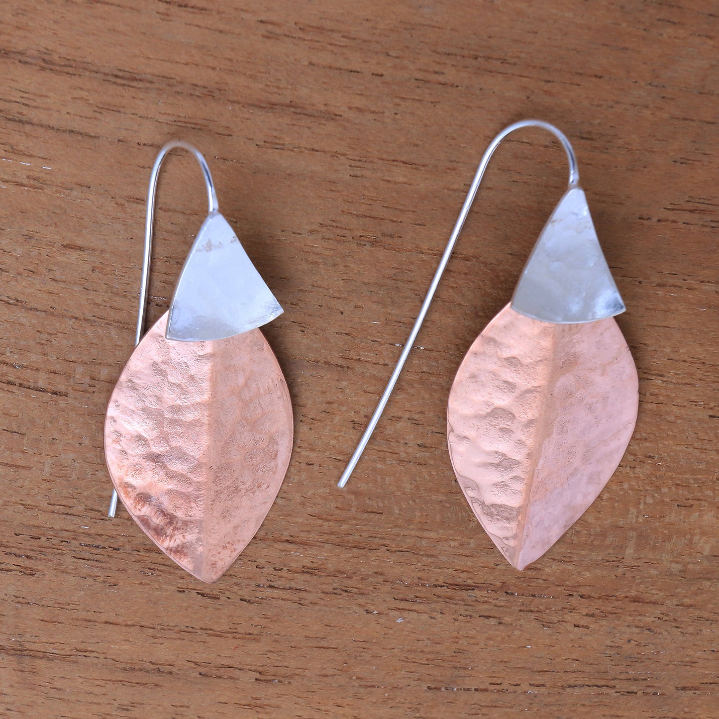 Modern Fall Rose Gold Accent Sterling Silver Dangle Earrings from Bali