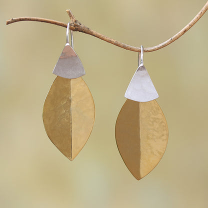 Modern Fall 22k Gold Plated Dangle Earrings from Bali