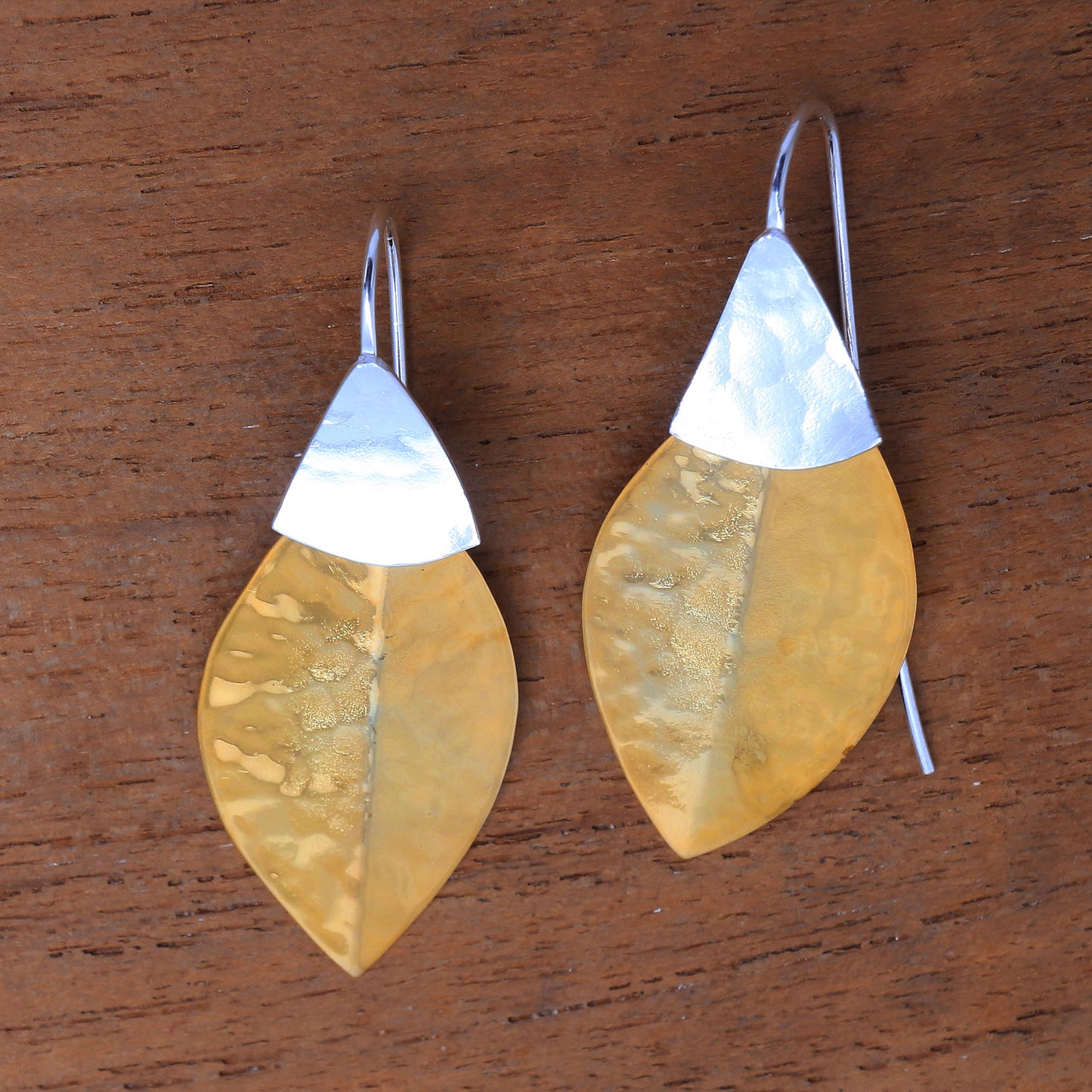 Modern Fall 22k Gold Plated Dangle Earrings from Bali