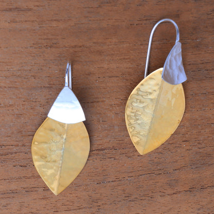 Modern Fall 22k Gold Plated Dangle Earrings from Bali