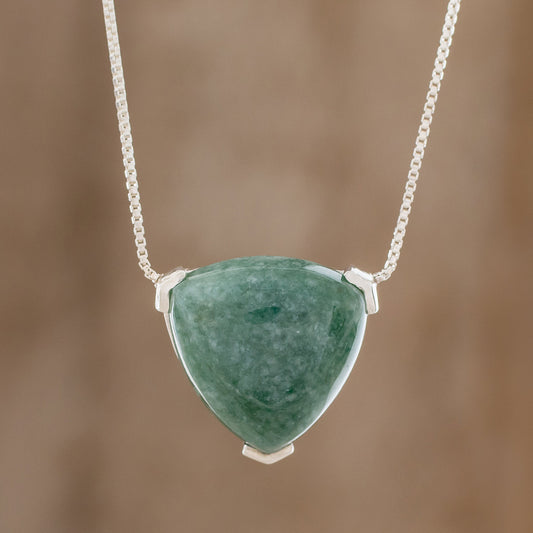 Elegant Balance Triangular Jade Pendant necklace Crafted in Guatemala