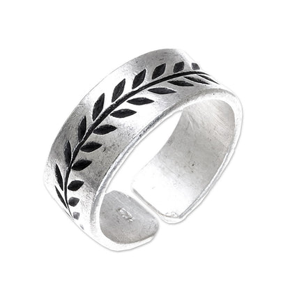 Natural Branch Leaf Pattern Sterling Silver Wrap Ring from Thailand