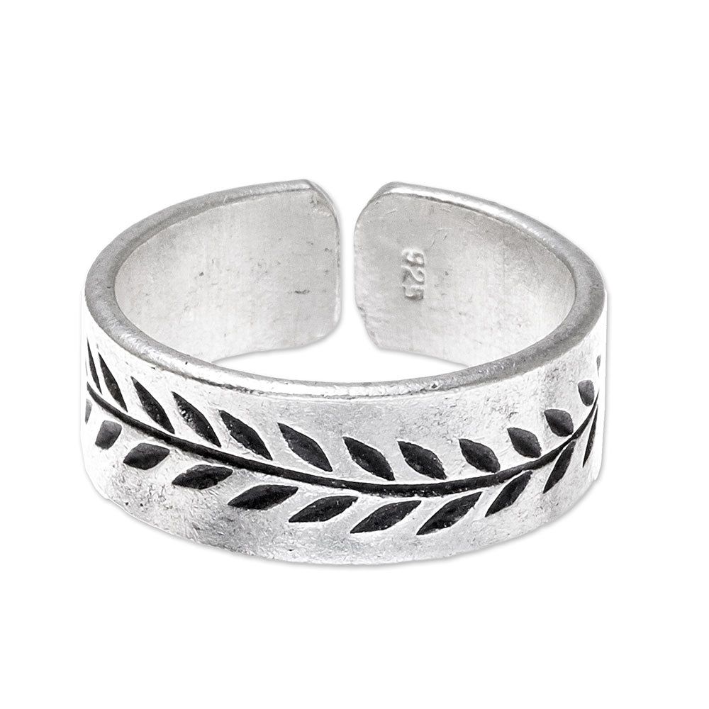 Natural Branch Leaf Pattern Sterling Silver Wrap Ring from Thailand