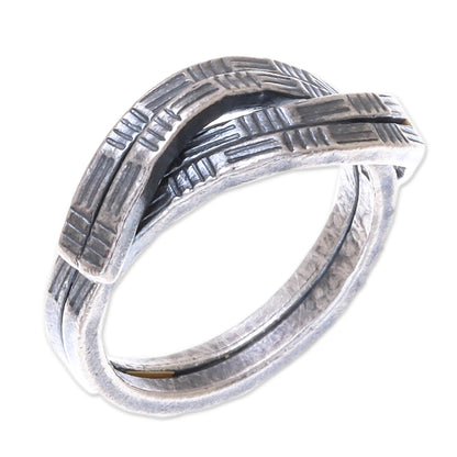 Karen Delight Oxidized Textured Karen Silver Wrap Ring from Thailand