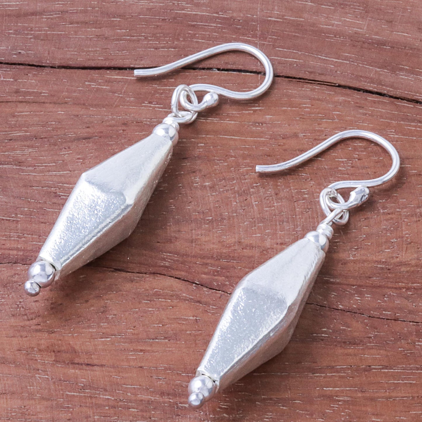 Thai Diamonds Diamond-Shaped Sterling Silver Dangle Earrings