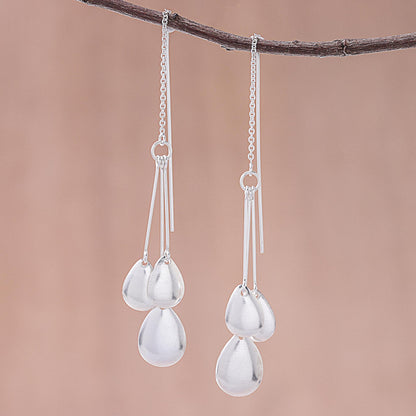 Fashionable Drops Drop-Pattern Sterling Silver Dangle Earrings from Thailand