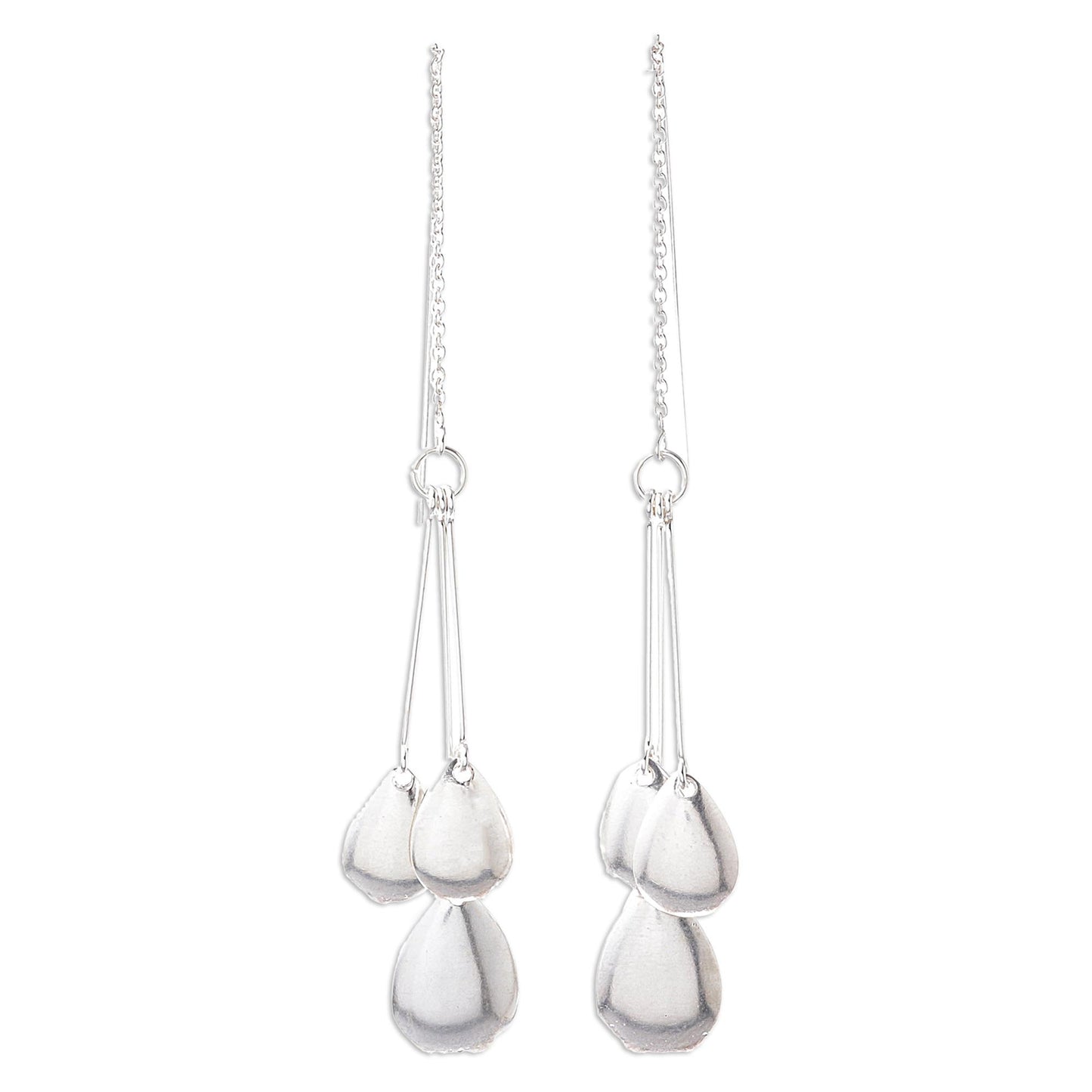 Fashionable Drops Drop-Pattern Sterling Silver Dangle Earrings from Thailand