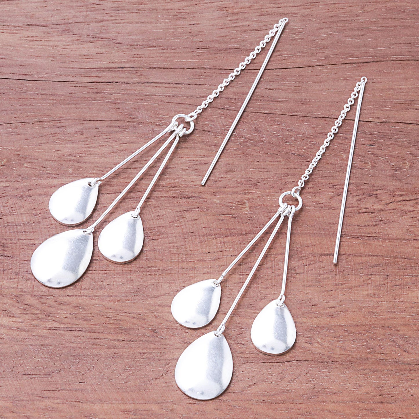 Fashionable Drops Drop-Pattern Sterling Silver Dangle Earrings from Thailand