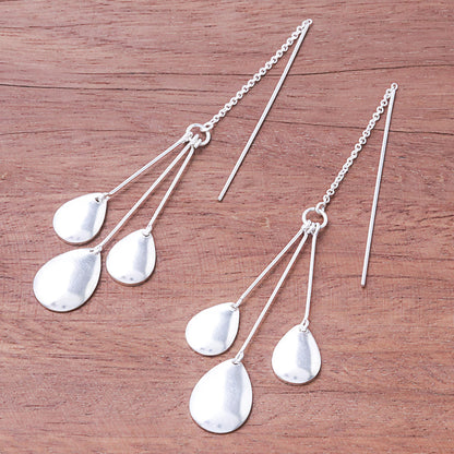 Fashionable Drops Drop-Pattern Sterling Silver Dangle Earrings from Thailand