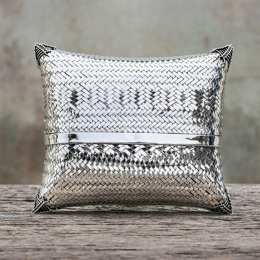 Thai Weavings Woven Silver Plated Brass Clutch from Thailand